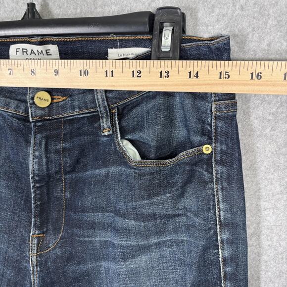 Frame Jeans Size 31 Le High Skinny Ankle Stretch Dark Distressed Harvard USA - Picture 5 of 13